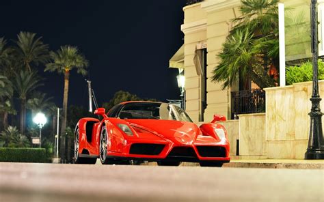 Red Ferrari Enzo City Monaco Night Wallpaper 1680x1050 17809