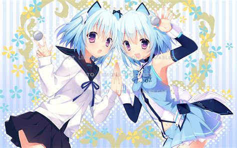 Double Neko Nice Beautiful Cute Twins Anime