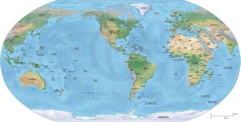 🌎 Vector Map World Relief Robinson America One Stop Map