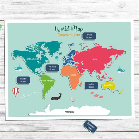 World Map Continent Matching Activity Printable Geography Etsy Images