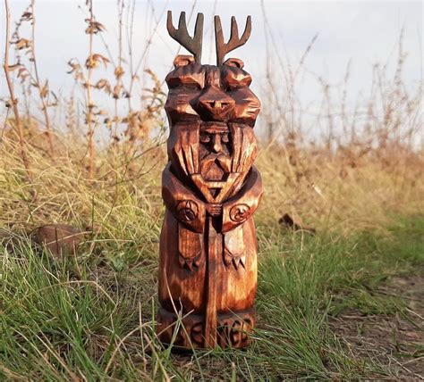 Veles Wooden Hand Carved Slavic God Figurine Велес God