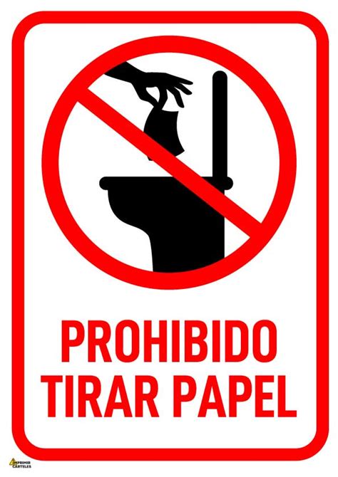 Cartel Prohibido Tirar Papeles En El WC Imprimir Carteles Gratis