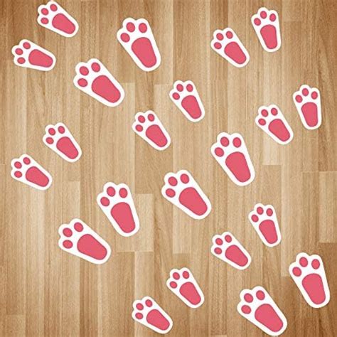 Ocosy 60pcs Removable Easter Bunny Paw Prints Rabbit Paw