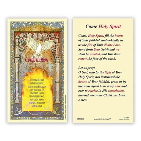 Prayer Card Come Holy Spirit St Pauls Catholic Books And Ts