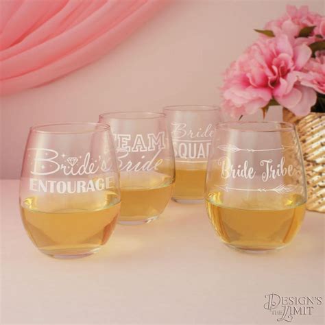Personalized Stemless Wine Glasses Engraved For The Wedding Etsy