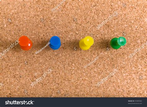 Four Different Colour Pins On Corkboard Stock Photo 59389582 Shutterstock