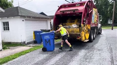 Penn Waste Mack Rear Loader On Heavy Alleyway Garbage Youtube