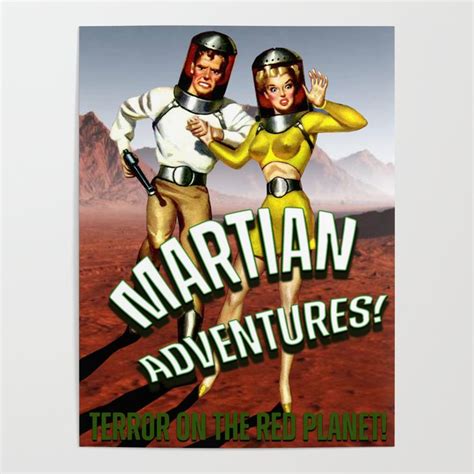 Martian Adventures Retro Mars Planet B Movie Poster Science Fiction