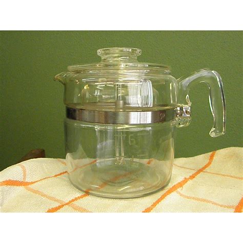 1950s 6 Cup Pyrex Glass Stove Top Coffee Pot Percolator Pyrex Glass Coffee Pot Glass Kitchenware