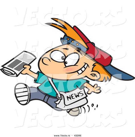 Vector Of A Happy Cartoon Paperboy Delivering Newspapers Fast By