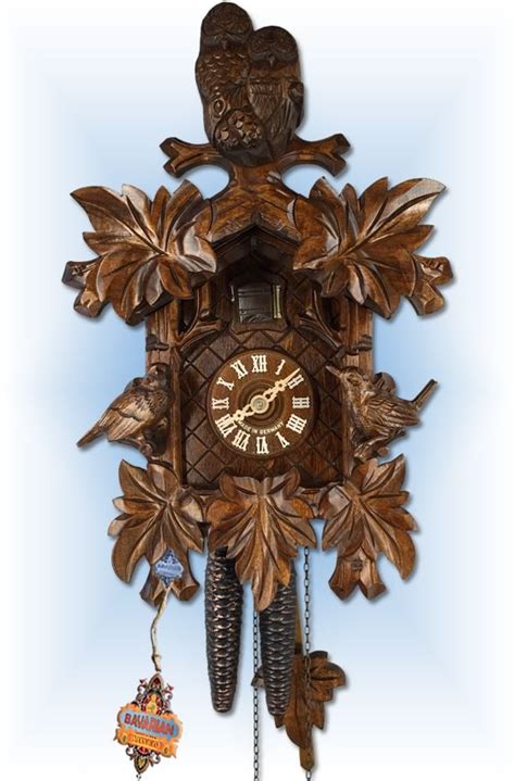 Schwer Cozy Owls Cuckoo Clock 13 Bavarian Clockworks