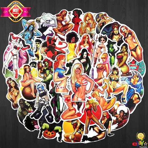 35pcs Random Sexy Anime Girl Vinyl Stickers Evil Hot Bikini Women Big