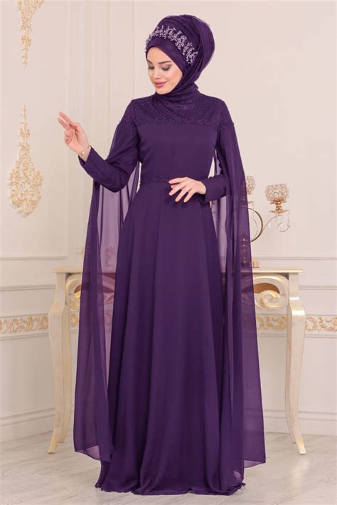 Neva Style Purple Hijab Evening Dress 3294mor Neva