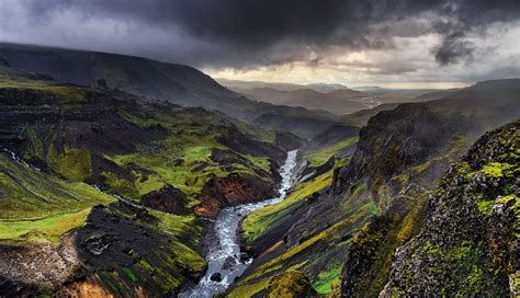 Landscape Nature Storm Iceland River Mountain Canyon Clouds
