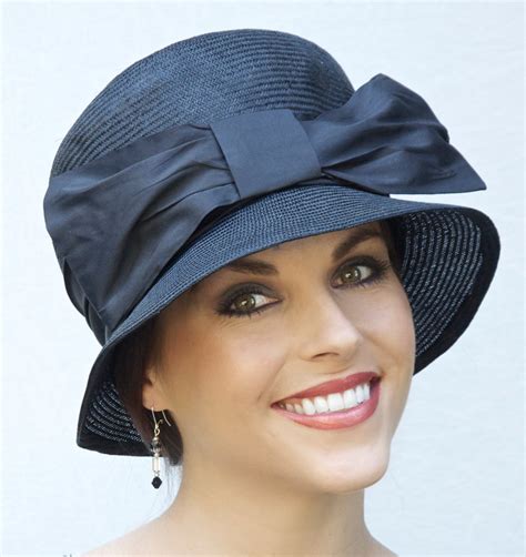 Black Cloche Hat Downton Abbey Hat Womens Formal Black Hat Ladies