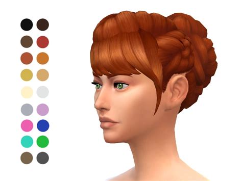 The Sims Resource Side Braided Bun Hair ~ Sims 4 Hairs