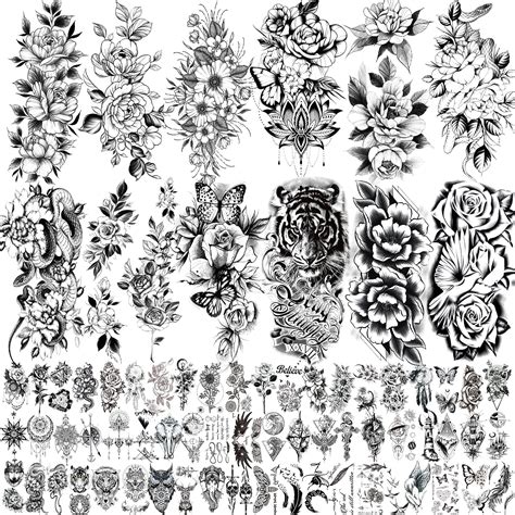 Buy 72 Sheets Temporary Tattoos Including 12 Sheets Large Sexy Flowers Fake That Look Real And