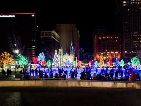 Christmas Holiday Lights Display In Downtown Cleveland Ohio On