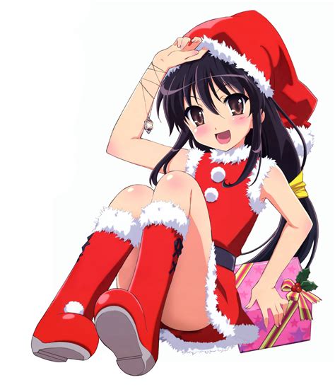 Wallpaper Illustration Anime Girls Brunette Cartoon Christmas Holiday Person Santa