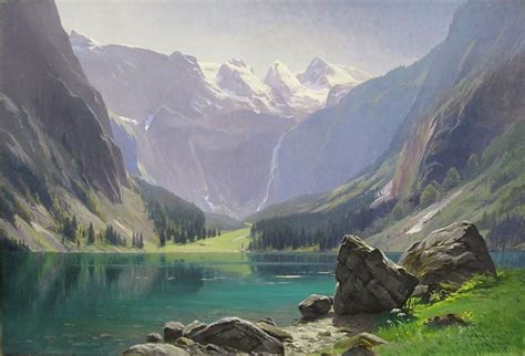 Mountain Lake Painting Mountain Lake By Motionage Designs Landscape