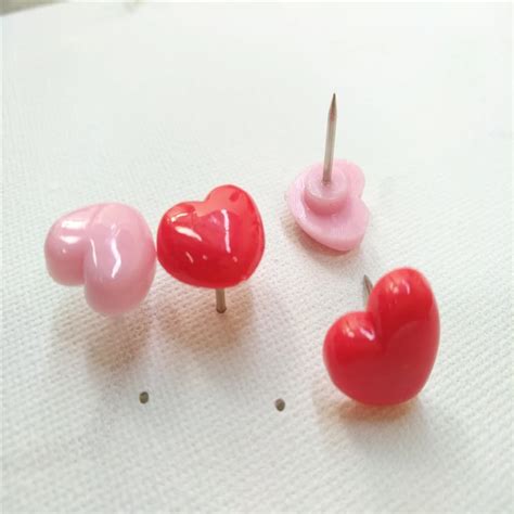 50pcs Heart Push Pins Creative Heart Shaped Pushpin Cute Pinkred Push