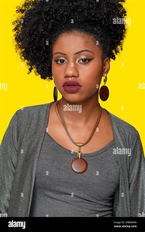 Beautiful Afro Brazilian Teenager Model Wearing Wooden Necklace And