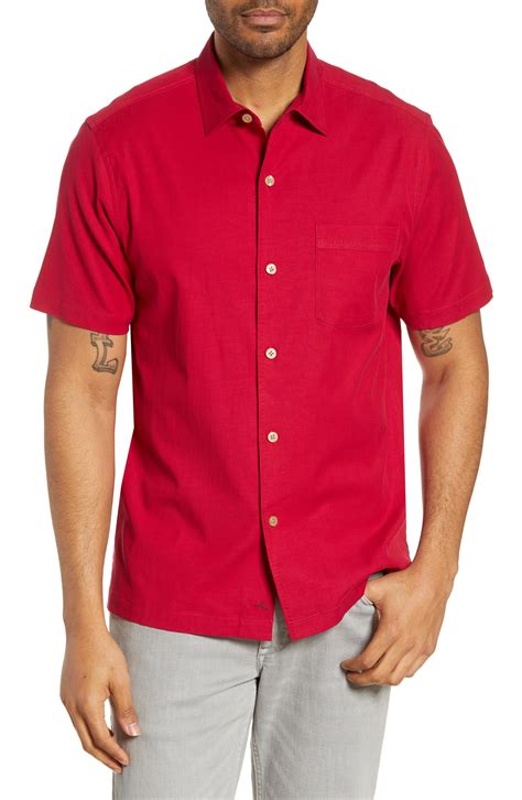 Lyst Tommy Bahama Catalina Stretch Silk Blend Camp Shirt In Red For Men