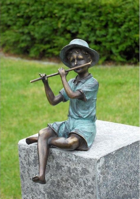 Statue De Jardin Statue En Bronze Garçon à La Flûte Bronzartes