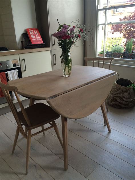 5.0 out of 5 stars. White Round Drop Leaf Kitchen Table Beautiful Ercol Sanded and White Oiled Drop Leaf Round ...