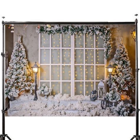 3x5ft 5x7ft Vinyl Christmas Tree Snow Window Light Photography Backdrop