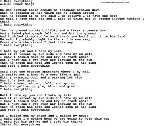 I Hate Everything By George Strait Lyrics