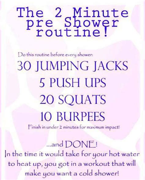 The 2 Minute Pre Shower Routine Shower Workout Quick Workout Easy Workouts