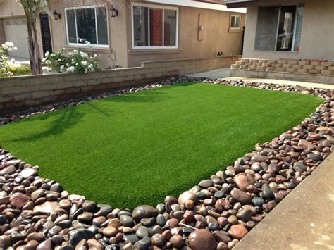 River rock borders large river rocks or cobblestones are an ideal lawn replacement. 38 best images about Artificial Grass Garden Landscaping ...