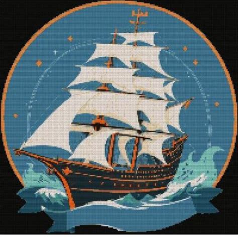 Vintage Ship Cross Stitch Pattern Etsy