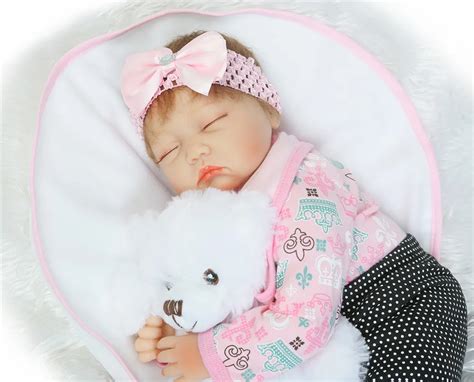 Npk White Bear Reborn Babies Soft Silicone Dolls Reborn 2255cm Bebes