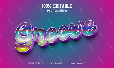 Groove Glossy Vintage 3d Text Effect Photoshop Premium Psd File