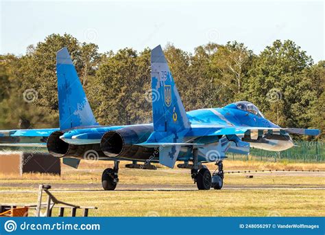 Ukrainian Air Force Sukhoi Su 27 Flanker Fighter Aircraft On The Tarmac