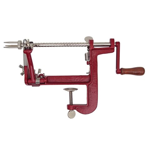 Johnny Apple Peeler With Clamp Base Stainless Steel Blades Red Cast