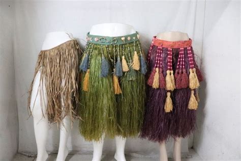 Three Authentic Hawaiian Grass Skirts Purple Green Brown Etsy