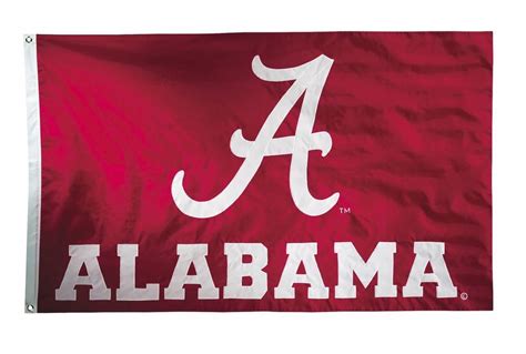 The colors used in the flag are red and white. Alabama Crimson Tide Two Sided 3' x 5' Flag
