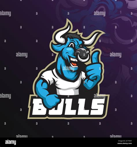Bull Mascot Vector Logo Diseño Con Ilustración Moderna Concepto Estilo