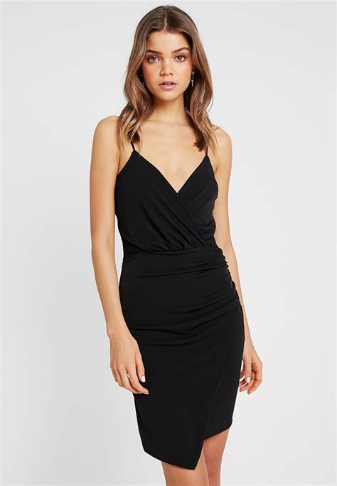 Missguided Slinky Wrap Over Mini Dress Shift Dress Black Zalandoie