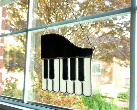 Stained Glass Piano Suncatcher Piano Keys Music Lover Gift Etsy