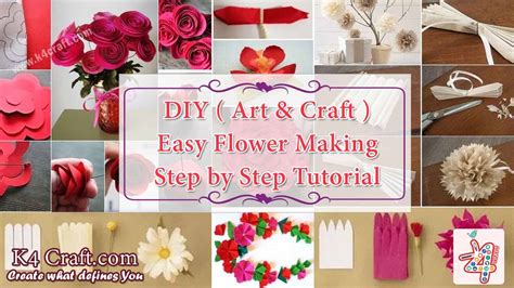 Diy Easy Flower Making Step By Step Tutorial K4 Craft