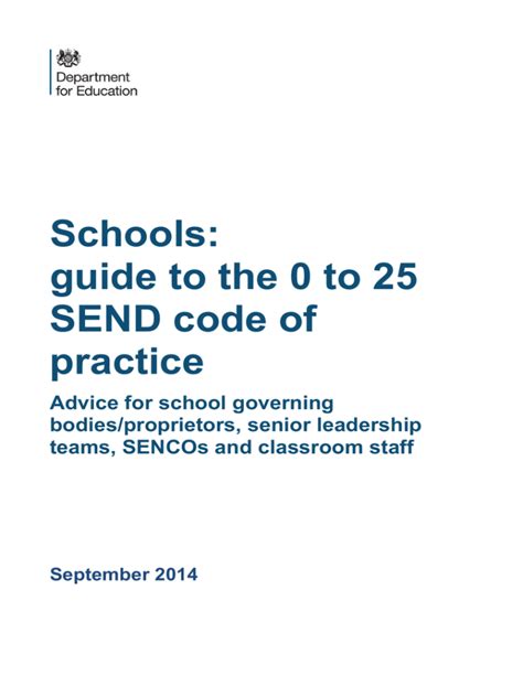 Schools Guide To The 0 To 25 Send Code Of Practice