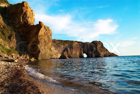 Sea Landscape With Grotto In The Rock Stock Photo