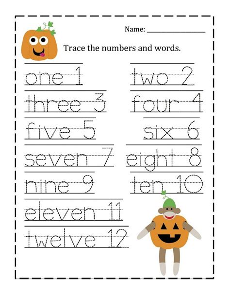 Numbers Trace Worksheet