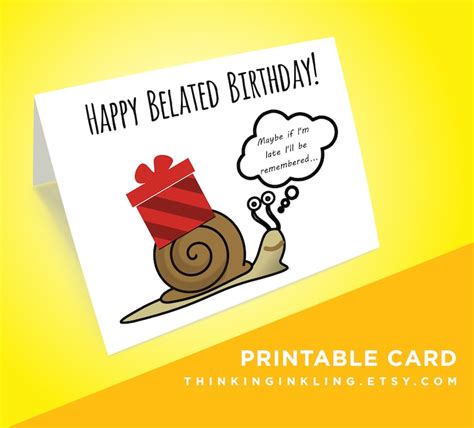 Funny Belated Birthday Card Printable Birthday Card Etsy
