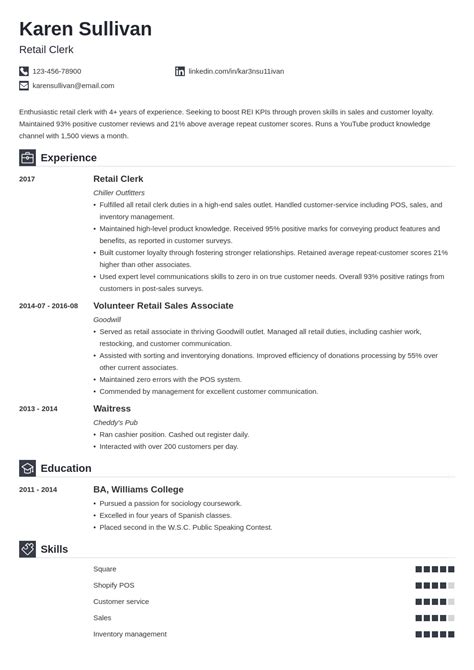 Retail Resume Examples Template With Skills And Experience