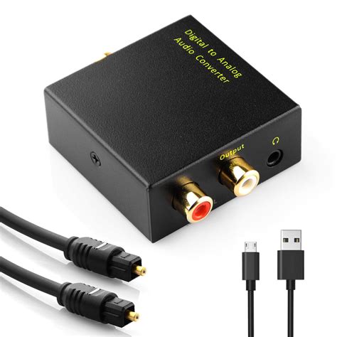 swees digital optical coax to analog rca audio converter adapter with optical toslink cable and